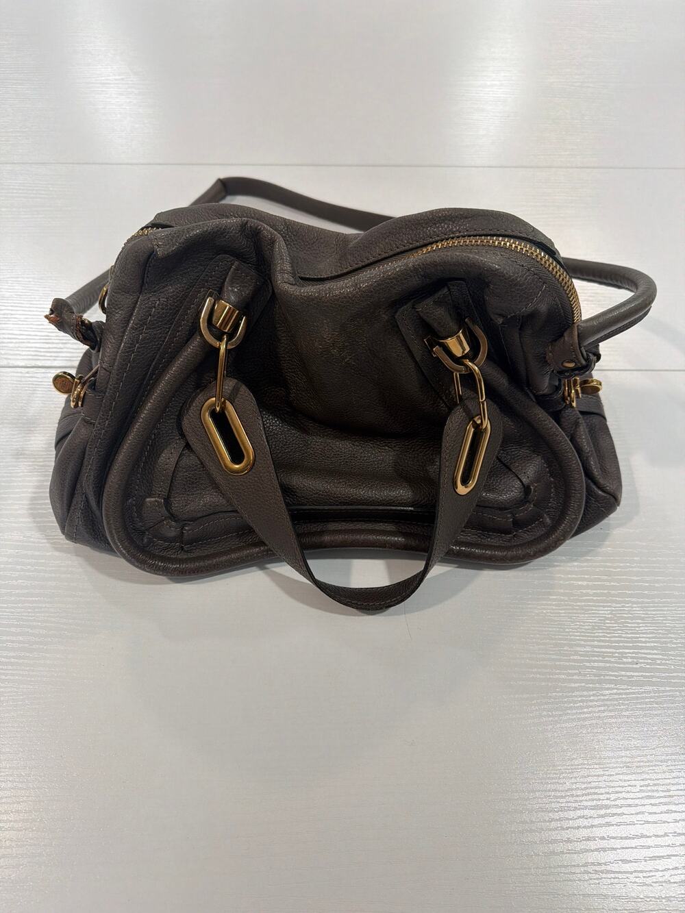 Chloé Paraty Top Handle Bag Pewter Gray